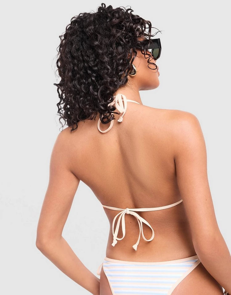Unlike Humans Stripe Triangle Bikini Top